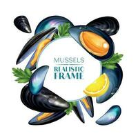 Mussels Round Frame Composition vector