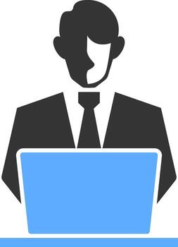Computer worker on frontal view icon graphic vector