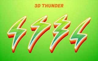 3d thunder bolt fun green vector icon design