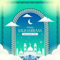 Happy Islamic new year banner gretting card template vector design