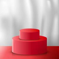 3d realistic podium red white color vector design