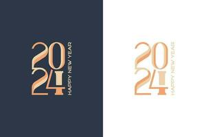 happy new year 2024, with unique and elegant numbers and retro colors vector