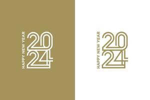 happy new year 2024 design, with connected thin numbers. Premium vector design for 2024 new year poster, banner, greeting and celebration.