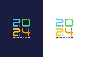 happy new year 2024, with numbers intersecting and colorful vector