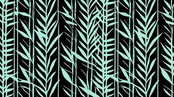 Green bamboo leaves interspersed with black background vector