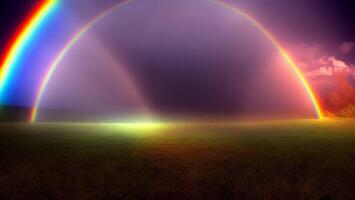 Rainbow colored neon beam, hope concept photo