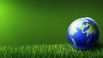 earth on grass, water conservation, energy saving, earth day, environmental protection AI generated photo