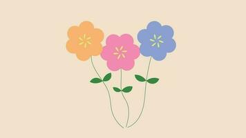 Simple orange pink blue flowers with goose yellow background vector