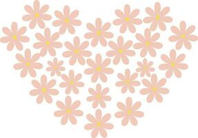 Pink flowers with yellow stamens arranged in a heart shape vector