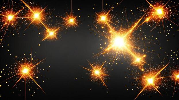 Sparkling red and yellow sparkling fireworks with black background celebration concept photo