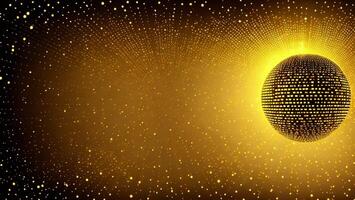 Shiny gold disco ball, nostalgic nostalgic style, ballroom scene photo