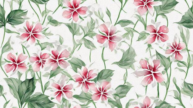 acuarela hermosa blanco rojo impatiens flor, loseta sin costura repitiendo modelo ai generado foto