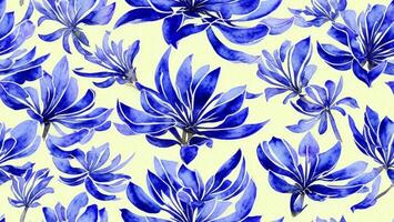 watercolor beautiful blue Agapanthus flower, tile seamless repeating pattern photo