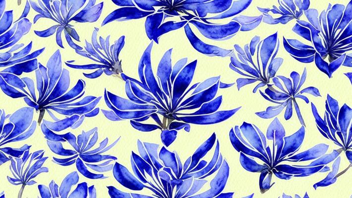 watercolor beautiful blue Agapanthus flower, tile seamless repeating pattern