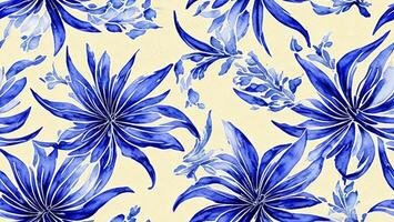 watercolor beautiful blue Agapanthus flower, tile seamless repeating pattern photo