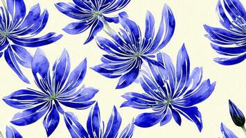watercolor beautiful blue Agapanthus flower, tile seamless repeating pattern photo