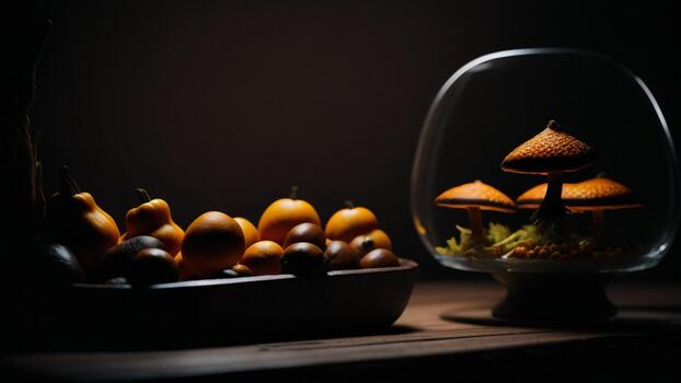 seta incubadora con oscuro antecedentes ai generado foto