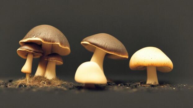 Brown mushroom with dark background photo