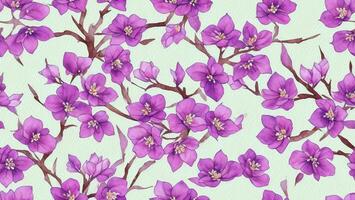 watercolor beautiful purple plum flower, tile seamless repeating pattern AI generated photo