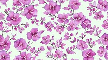 watercolor beautiful purple plum flower, tile seamless repeating pattern photo