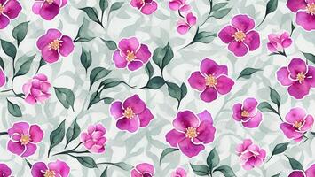 watercolor beautiful purple plum flower, tile seamless repeating pattern photo