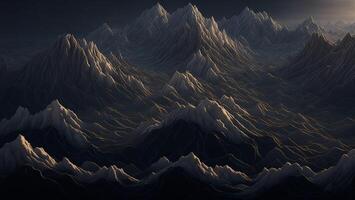 Sea of brown clouds and mountains, dusk time photo