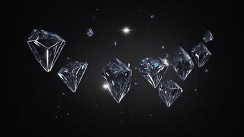 Falling Shining Diamond dark background photo