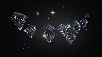 Falling Shining Diamond dark background AI generated photo