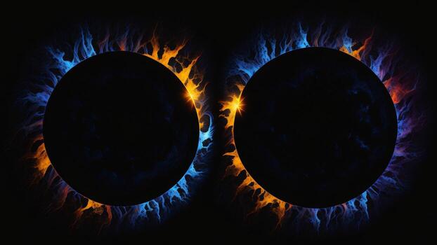 Double Eclipse and Blue-Red Flame photo