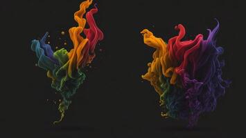 Abstract colorful smoke with dark background photo