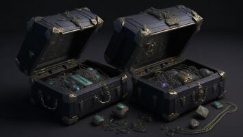 Antique treasure chests, secret treasure chests, mysterious luxury photo