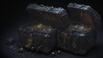 Antique treasure chests, secret treasure chests, mysterious luxury AI generated photo