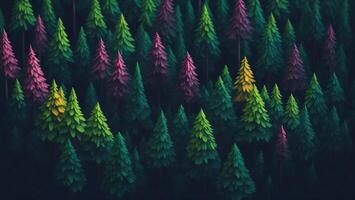 Cartoon style green gradient forest AI generated photo