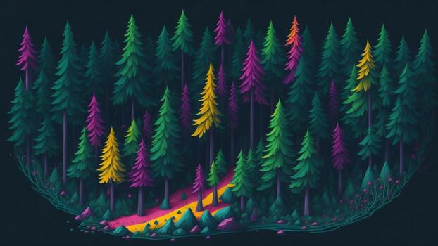 dibujos animados estilo verde degradado bosque ai generado foto