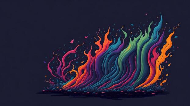 dibujos animados estilo arco iris degradado fuego ai generado foto