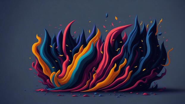 dibujos animados estilo arco iris degradado fuego ai generado foto