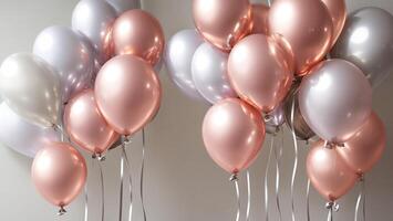 Rose gold, silver balloons and dark background events wedding sale happy atmosphere photo