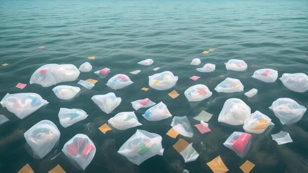 todas tipos de basura flotante en el mar marina ambiental proteccion dañar ai generado foto