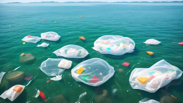todas tipos de basura flotante en el mar marina ambiental proteccion dañar ai generado foto