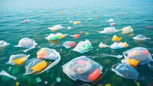 todas tipos de basura flotante en el mar marina ambiental proteccion dañar ai generado foto