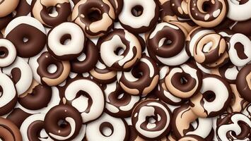 Chocolate donuts covered with frosting, sweet, Valentine's Day, Chocolate Day AI generated photo