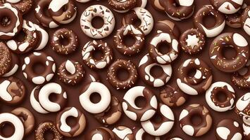 Chocolate donuts covered with frosting and sprinkles Valentine Day Chocolate Festival AI generated photo