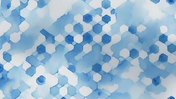 Watercolor blue white gradient color hexagonal crystal art background photo