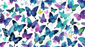 watercolor beautiful Aurora Butterflies, tile seamless repeating pattern AI generated photo