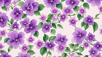 watercolor beautiful purple color Bougainvillea, tile seamless repeating pattern photo