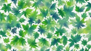 watercolor beautiful cannabis leaves, tile seamless repeating pattern photo