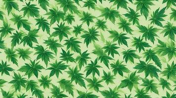 watercolor beautiful cannabis leaves, tile seamless repeating pattern AI generated photo