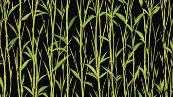 watercolor bamboo forest plant bush black background, tile seamless repeating pattern AI generated photo