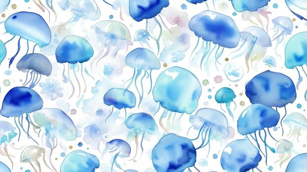 acuarela hermosa azul transparente degradado Medusa loseta sin costura modelo ai generado foto