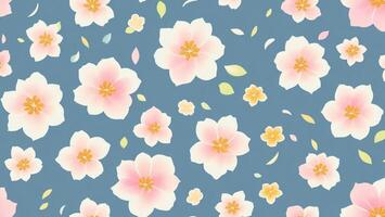 watercolor beautiful white plum flower, tile seamless repeating pattern photo